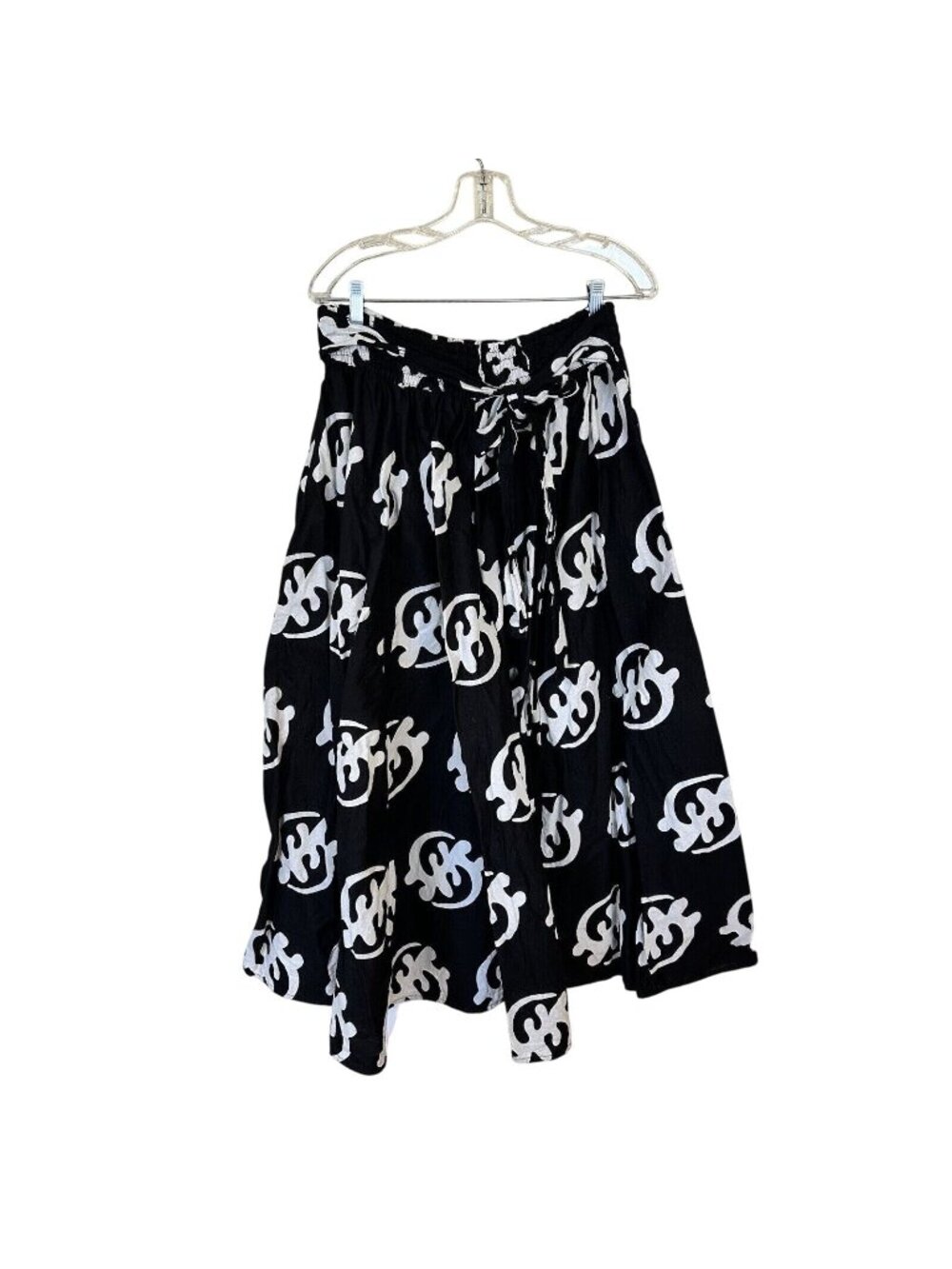 Womens Maxi Skirt One Size African Stars Black Pockets Full Elastic Waist Skirts